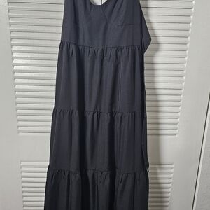 SHEIN Black Sleeveless Tiered Maxi Dress